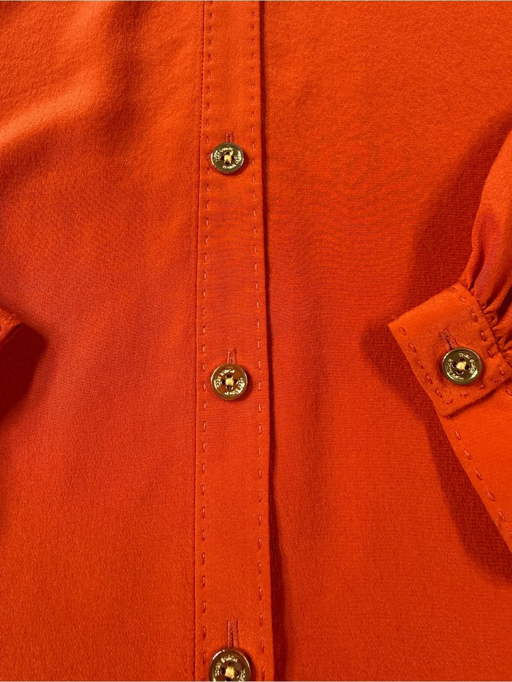 Tory Burch 100% Silk Orange Blouse -Size 4